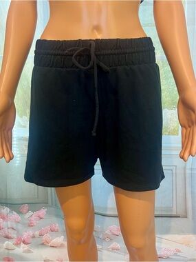 Free People Black Drawstring Athletic Lounge Shorts